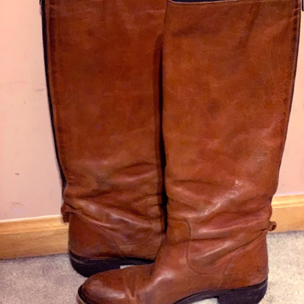ALDO Cognac Leather Boots Women's Size 8